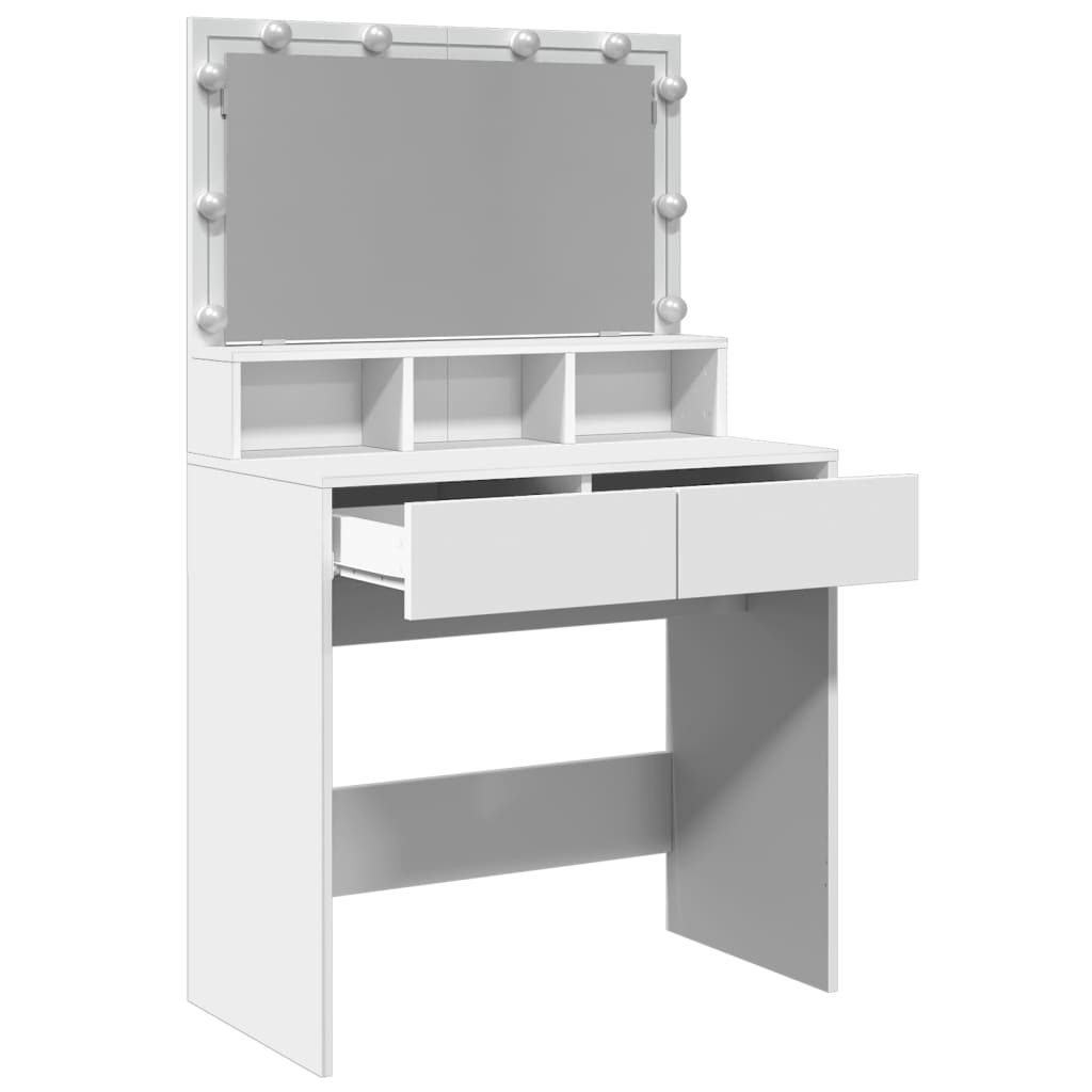 vidaXL Dressing Table with LED White 80x41x134.5 cm