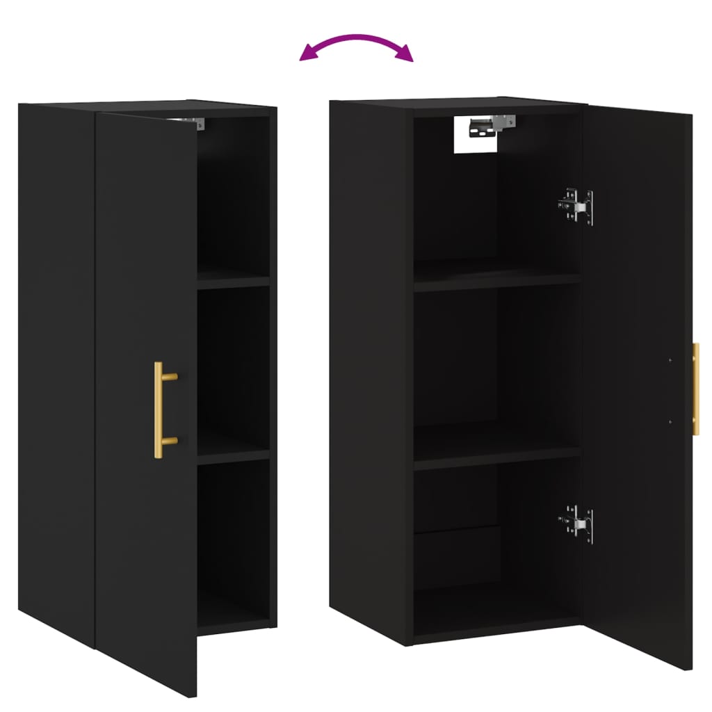 vidaXL Wall Mounted Cabinet Black 34.5x34x90 cm