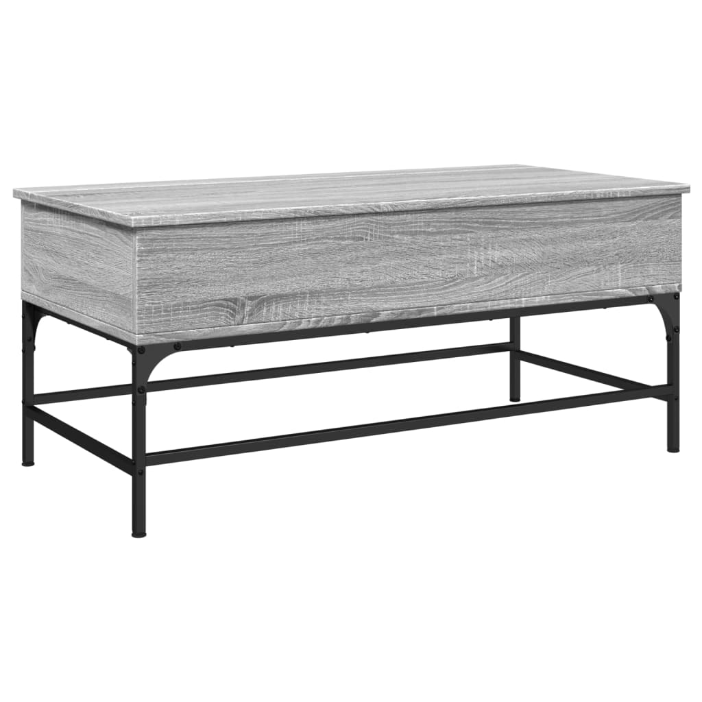 vidaXL Coffee Table Grey Sonoma 100x50x45 cm Engineered Wood and Metal