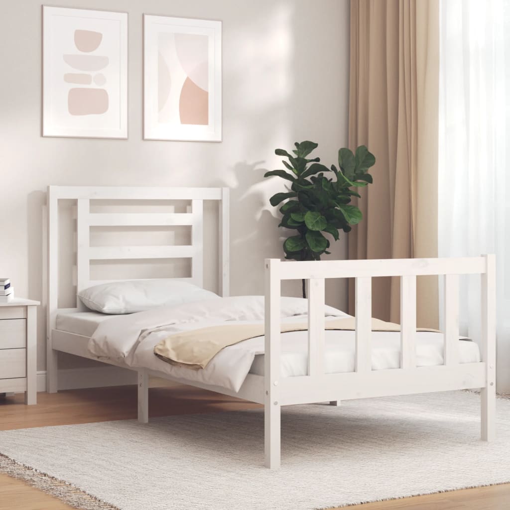 vidaXL Bed Frame without Mattress White 90x200 cm Solid Wood Pine