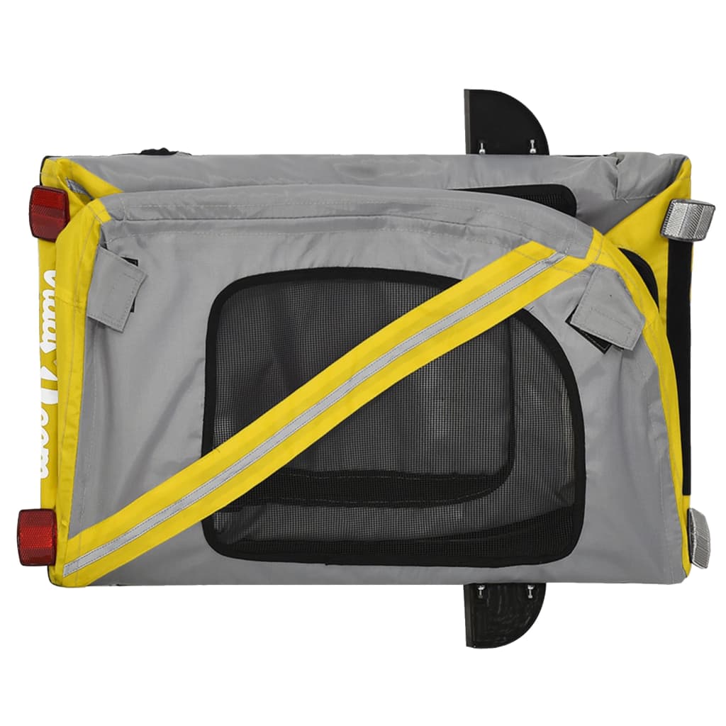 vidaXL Pet Bike Trailer Yellow and Black Oxford Fabric and Iron