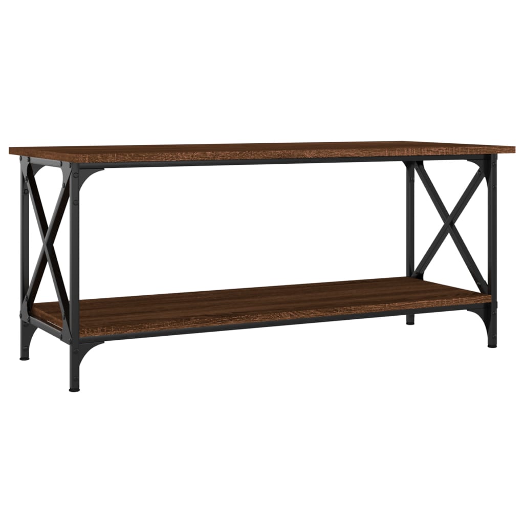 vidaXL Coffee Table Brown Oak 100x45x45 cm Engineered Wood and Iron