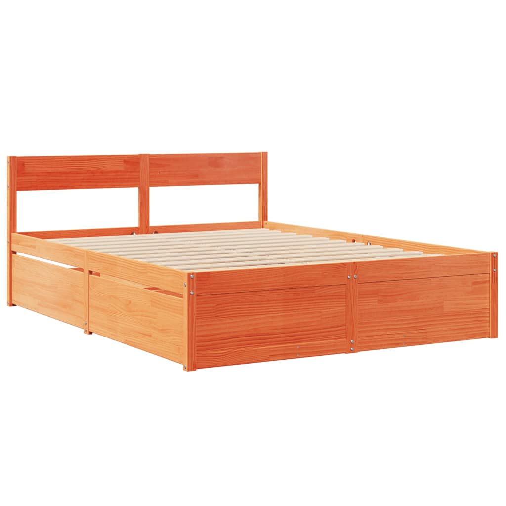 vidaXL Bed Frame without Mattress Wax Brown 160x200 cm Solid Wood Pine