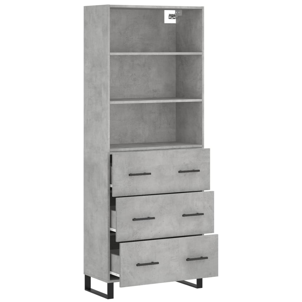 vidaXL Highboard Concrete Grey 69.5x34x180 cm Engineered Wood