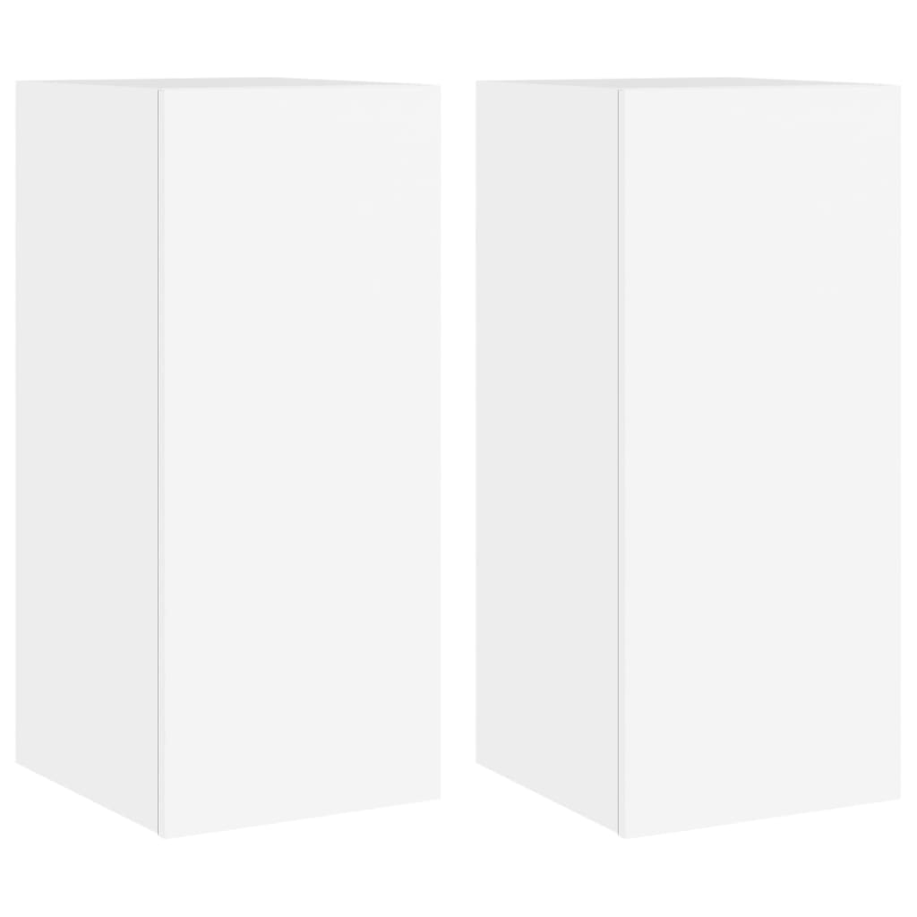 vidaXL TV Wall Cabinets with LED Lights 2 pcs White 30.5x35x70 cm