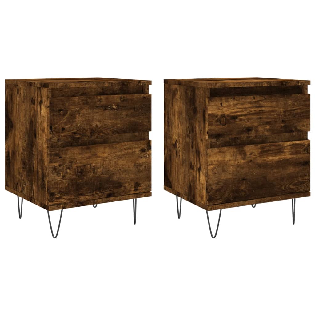 vidaXL Bedside Cabinets 2 pcs Smoked Oak 40x35x50 cm Engineered Wood