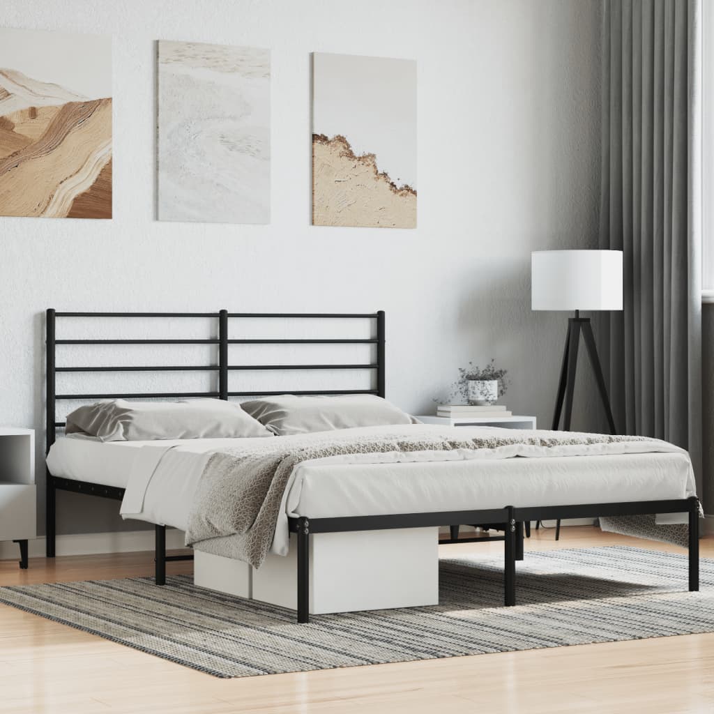 vidaXL Metal Bed Frame without Mattress with Headboard Black 120x200 cm