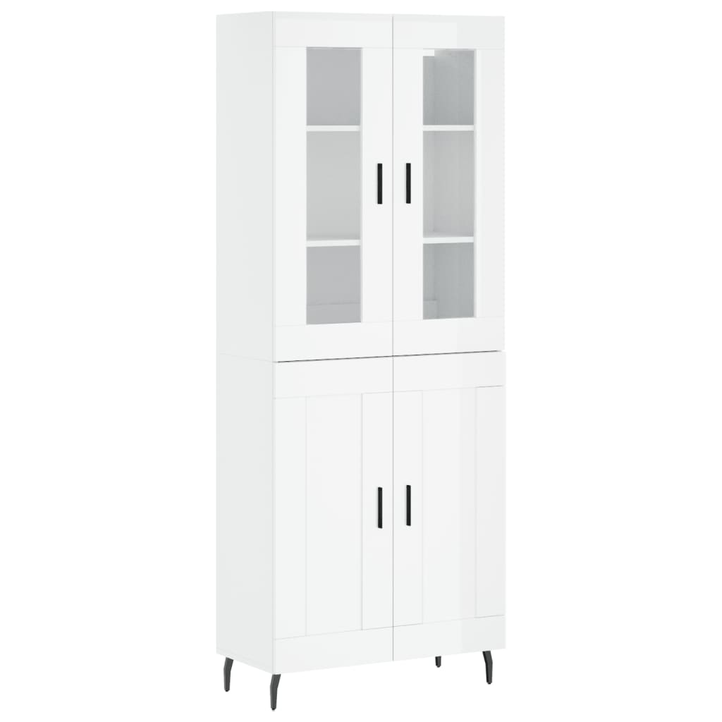 vidaXL Highboard High Gloss White 69.5x34x180 cm Engineered Wood