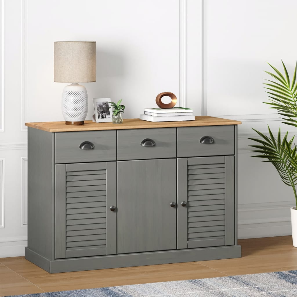 vidaXL Sideboard with Drawers VIGO 113x40x75 cm Grey Solid Wood Pine