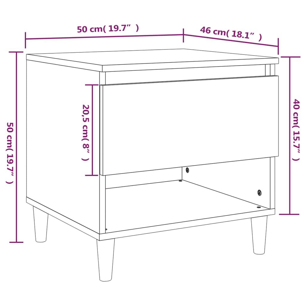 vidaXL Bedside Table Grey Sonoma 50x46x50 Engineered Wood