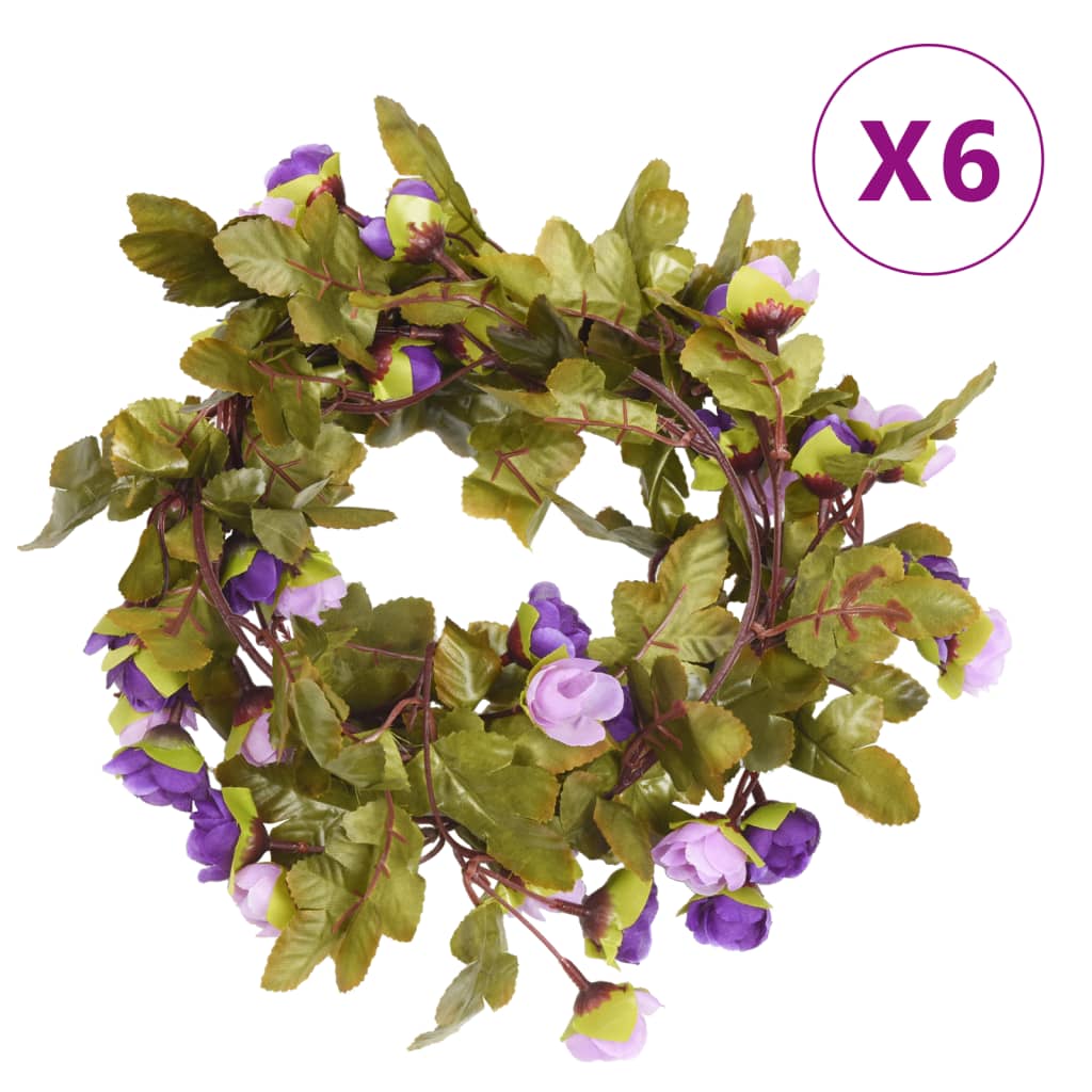 vidaXL Christmas Flower Garlands 6 pcs Light Purple 215 cm