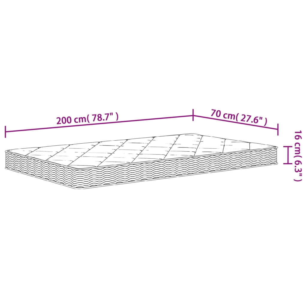 vidaXL Foam Mattress Medium Soft 70x200 cm