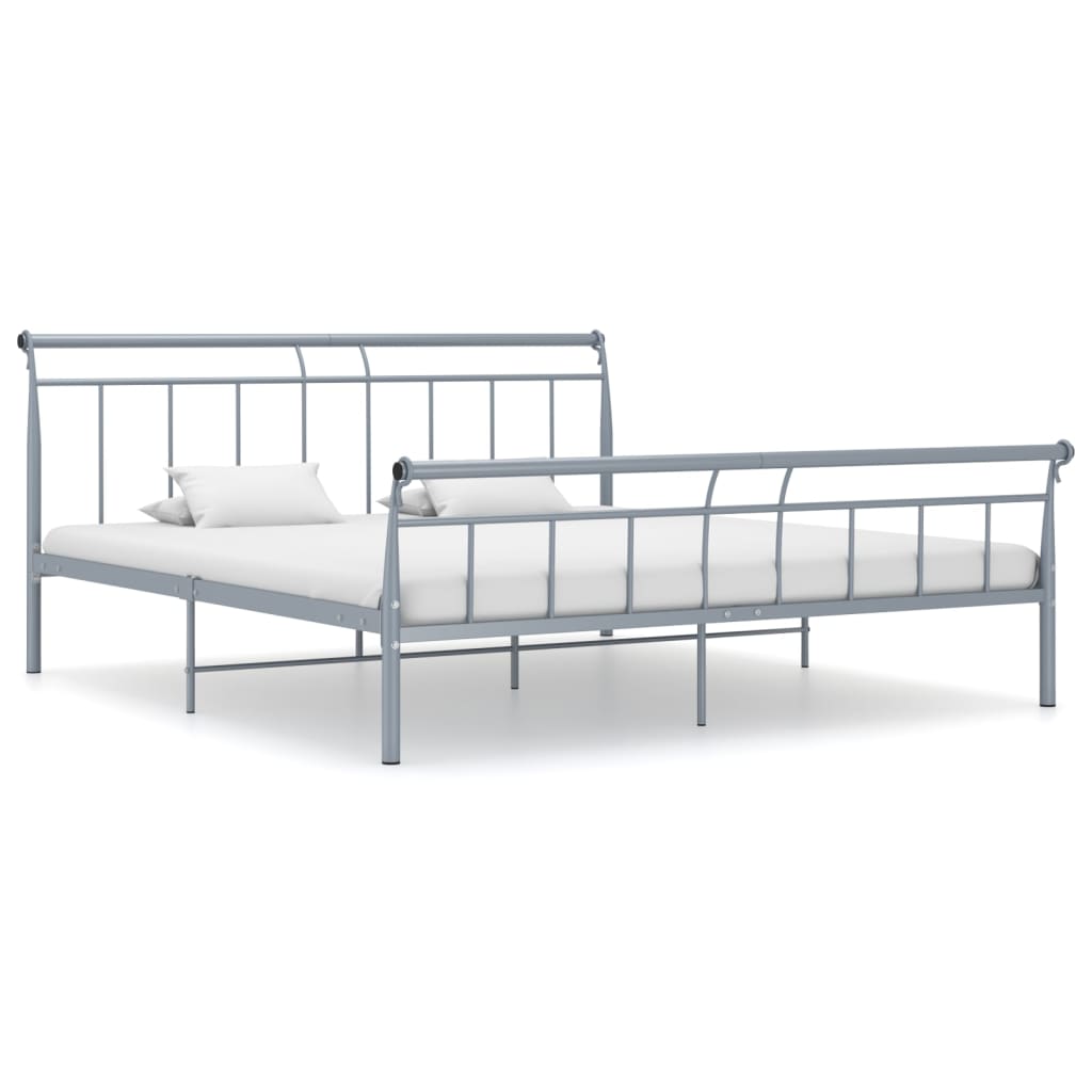 vidaXL Bed Frame without Mattress Grey Metal 200x200 cm