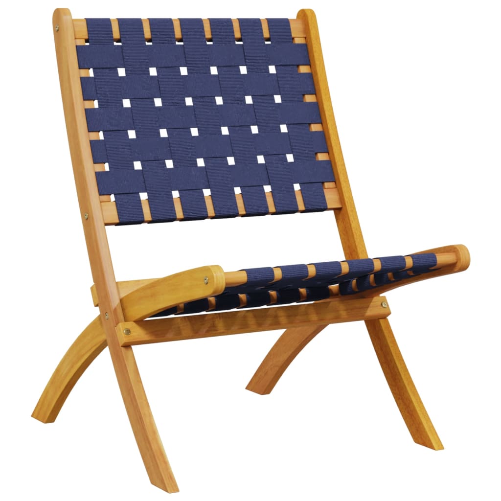 vidaXL Folding Garden Chairs 2 pcs Dark Blue Solid Wood Acacia and Fabric