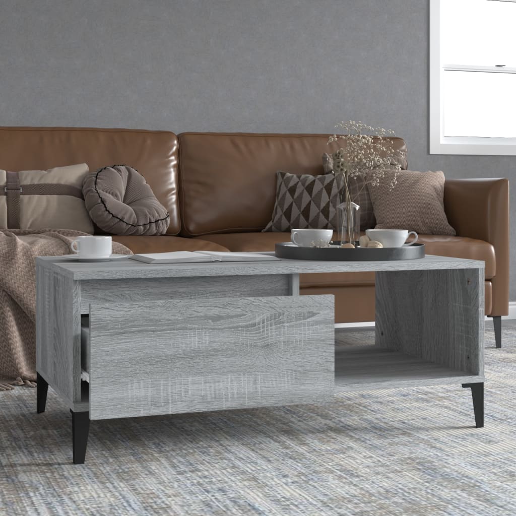 vidaXL Coffee Table Grey Sonoma 90x50x36.5 cm Engineered Wood