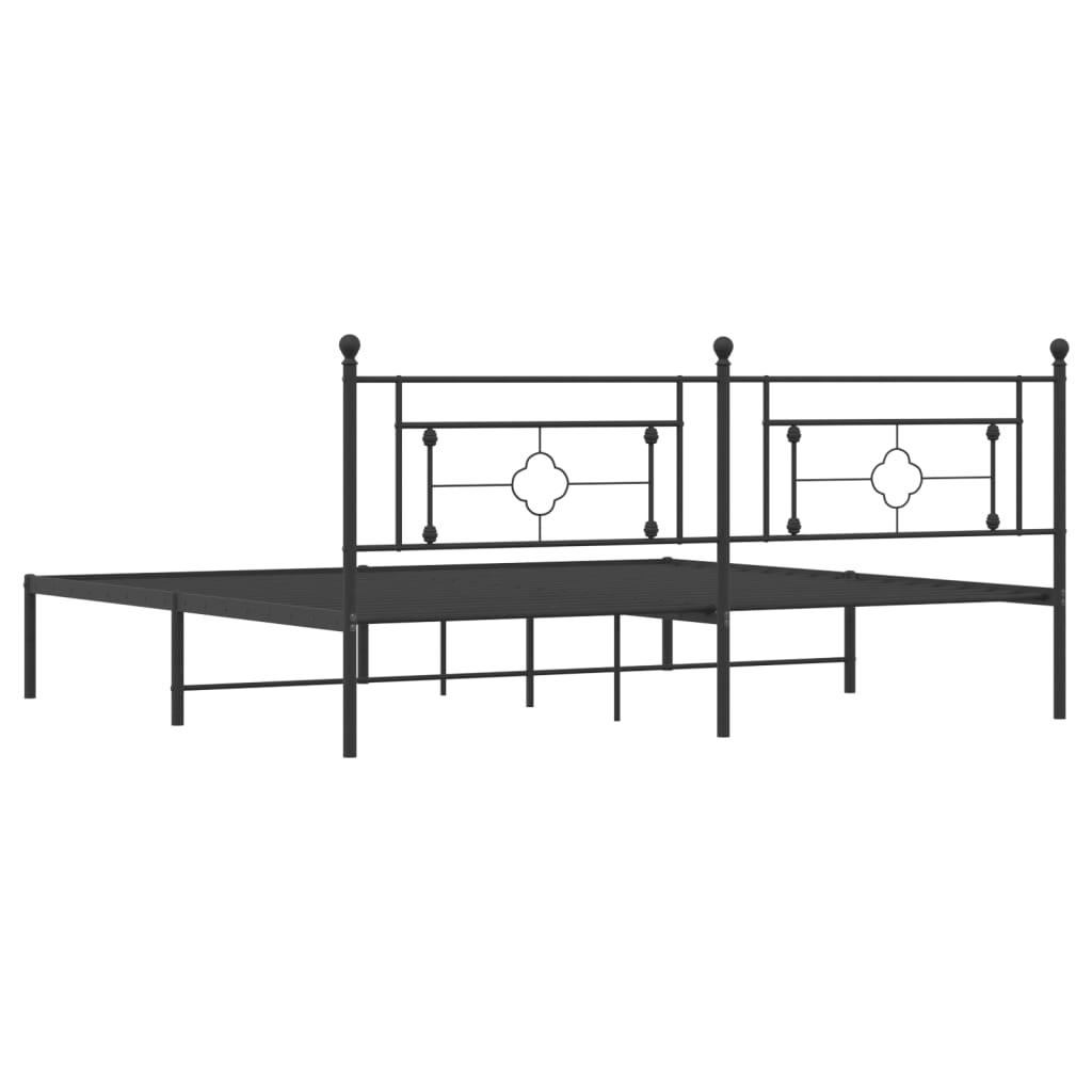 vidaXL Metal Bed Frame without Mattress with Headboard Black 193x203 cm