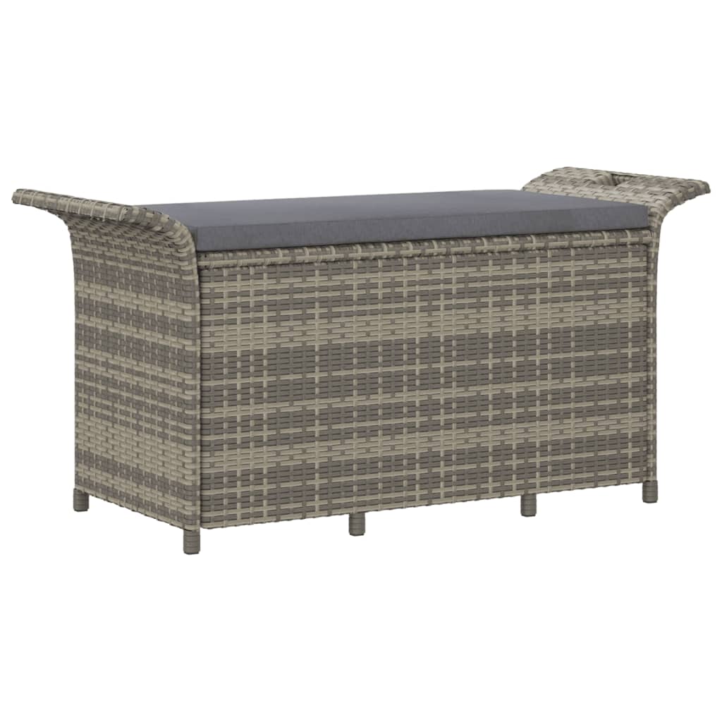 vidaXL Garden Bench with Cushion Grey 116x46x57 cm Poly Rattan