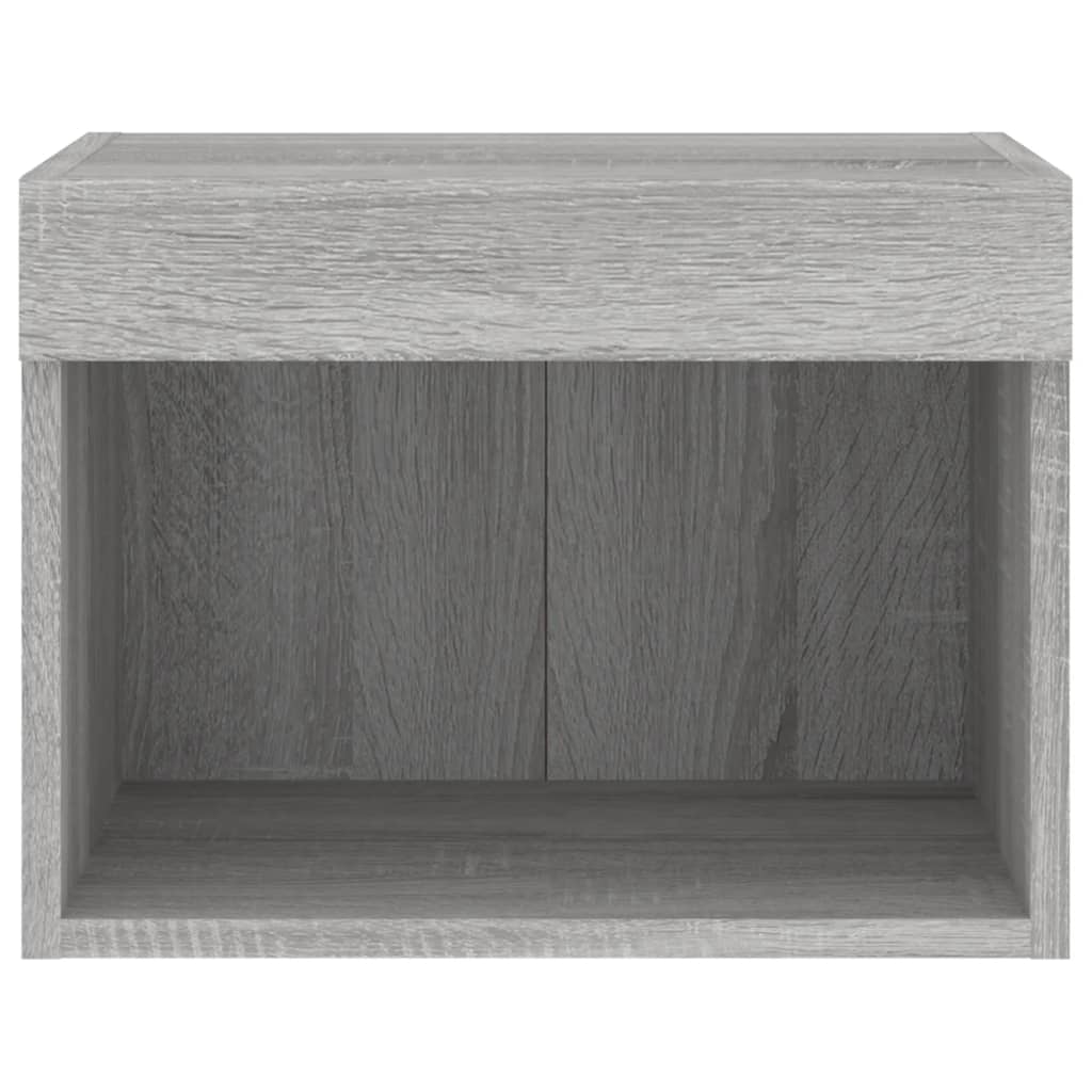 vidaXL Bedside Cabinet with LED Lights Wall-mounted Grey Sonoma