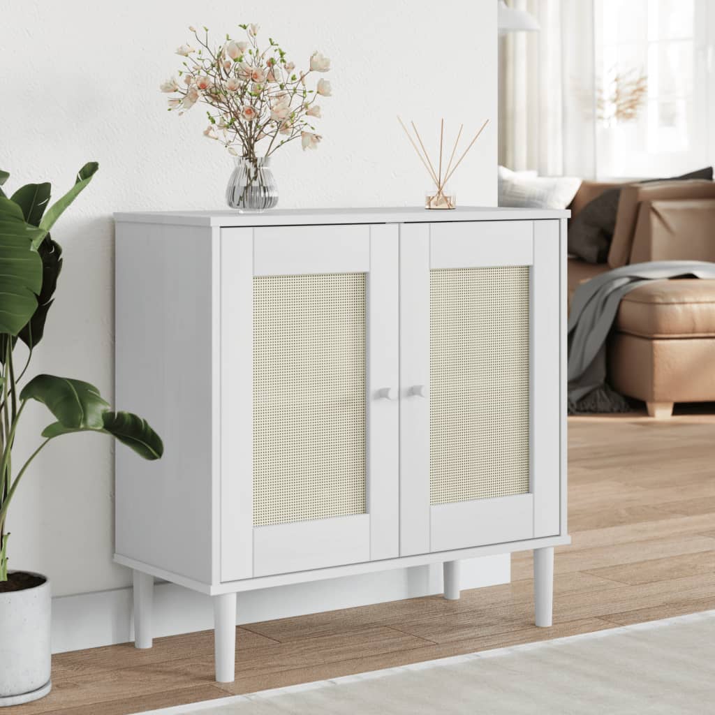 vidaXL Sideboard SENJA Rattan Look White 80x35x80 cm Solid Wood Pine