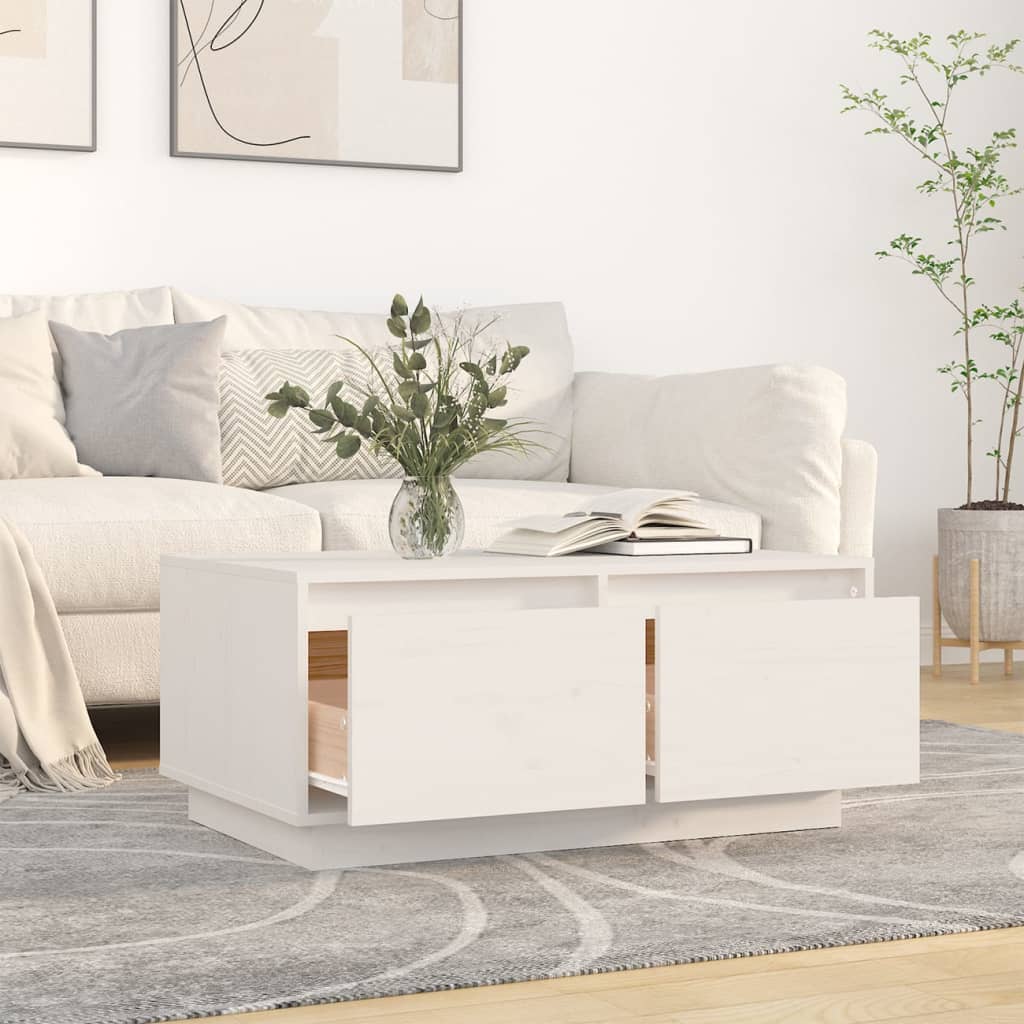 vidaXL Coffee Table White 80x50x35 cm Solid Wood Pine