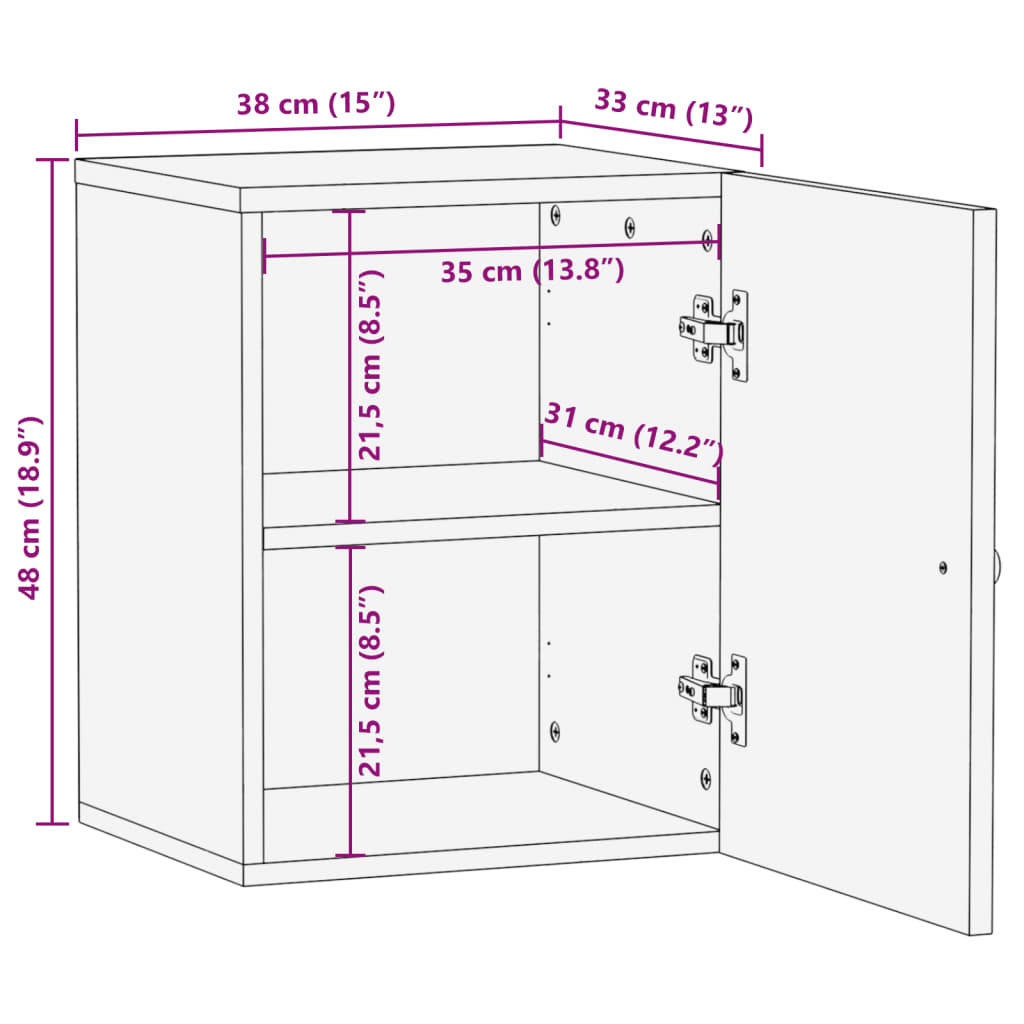 vidaXL Bathroom Wall Cabinet 38x33x48 cm Solid Wood Mango