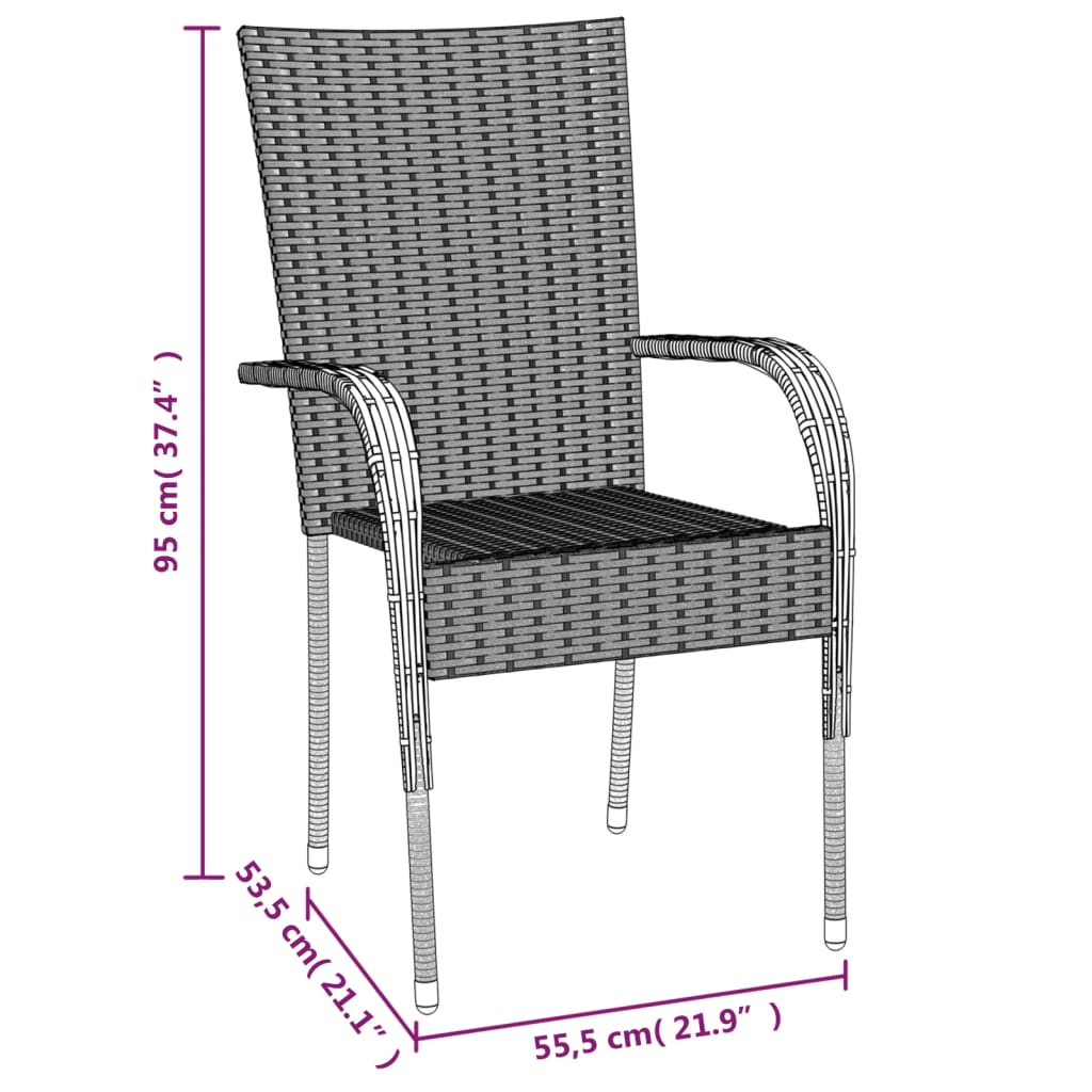 vidaXL 5 Piece Garden Dining Set Grey Poly Rattan