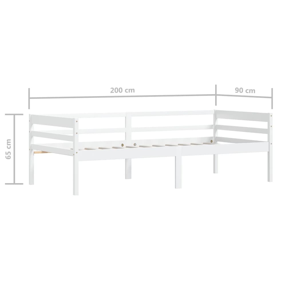 vidaXL Bed Frame without Mattress White Solid Pinewood 90x200 cm