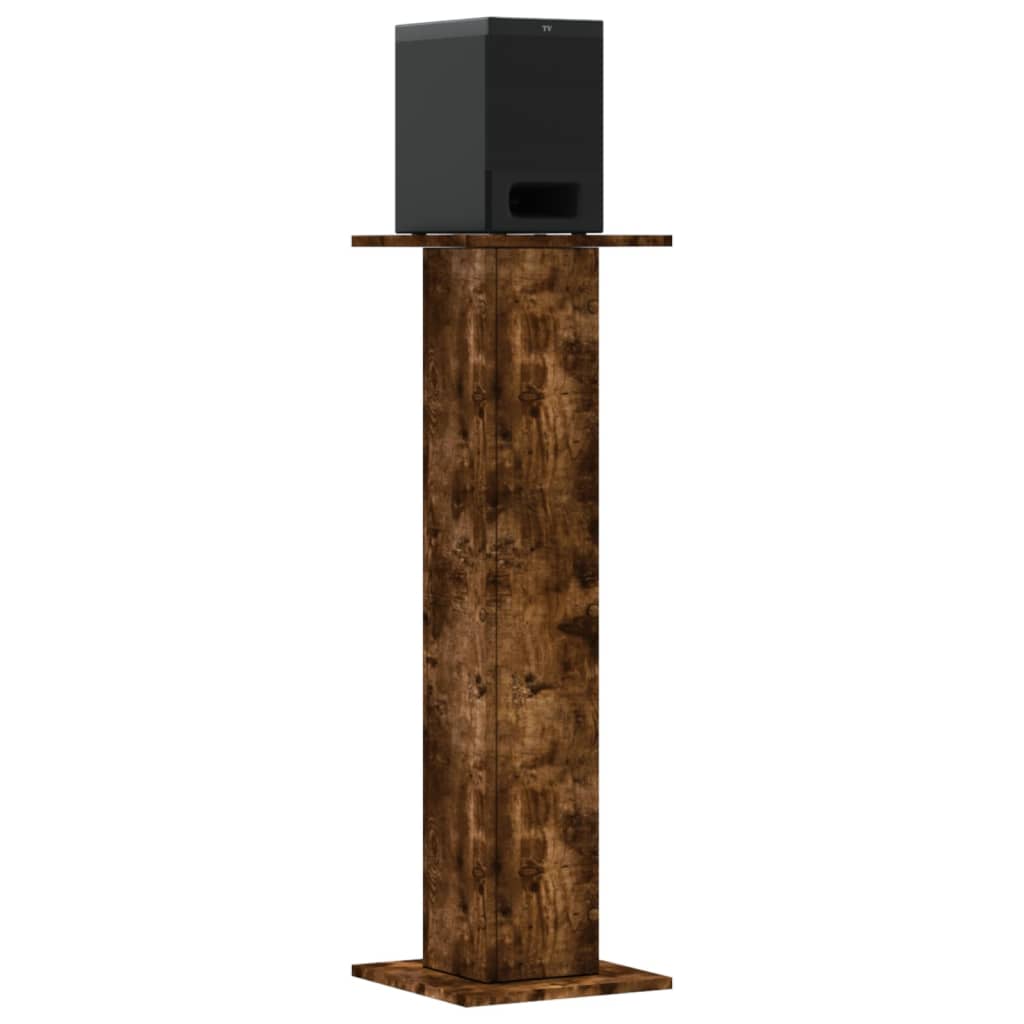 vidaXL Speaker Stands 2 pcs Smoked Oak 30x30x95 cm Engineered Wood