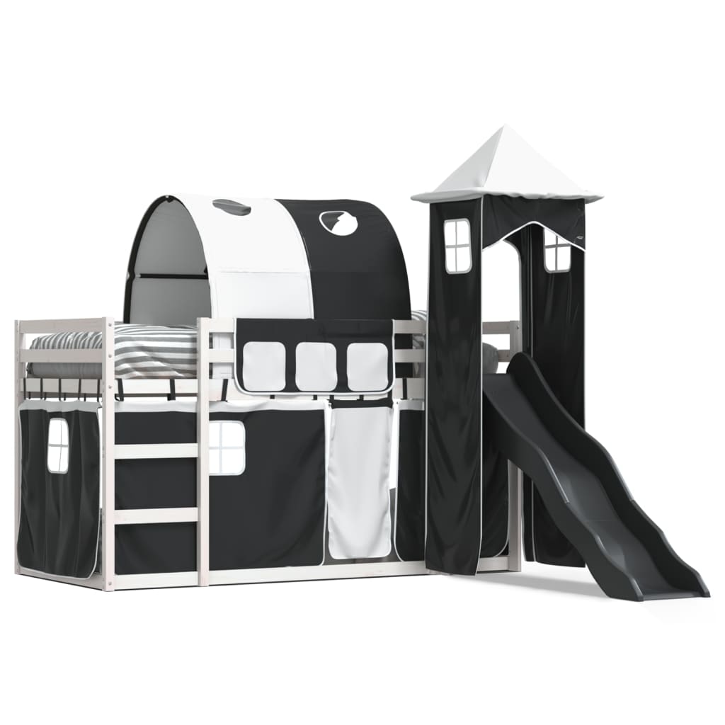 vidaXL Bunk Bed without Mattress with Slide White and Black 80x200 cm