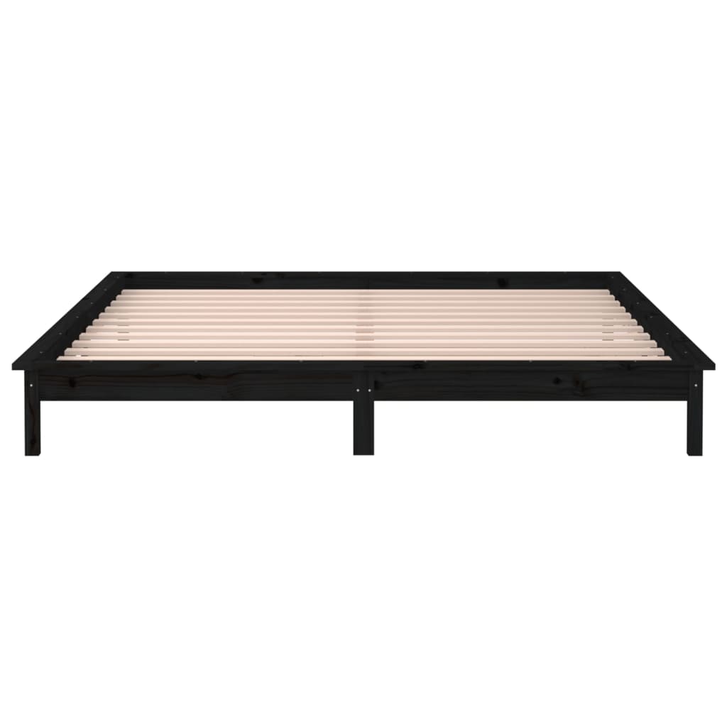 vidaXL LED Bed Frame without Mattress Black 120x190 cm Small Double Solid Wood