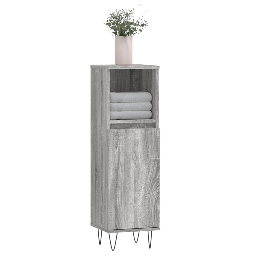 vidaXL Bathroom Cabinet Grey Sonoma 30x30x100 cm Engineered Wood