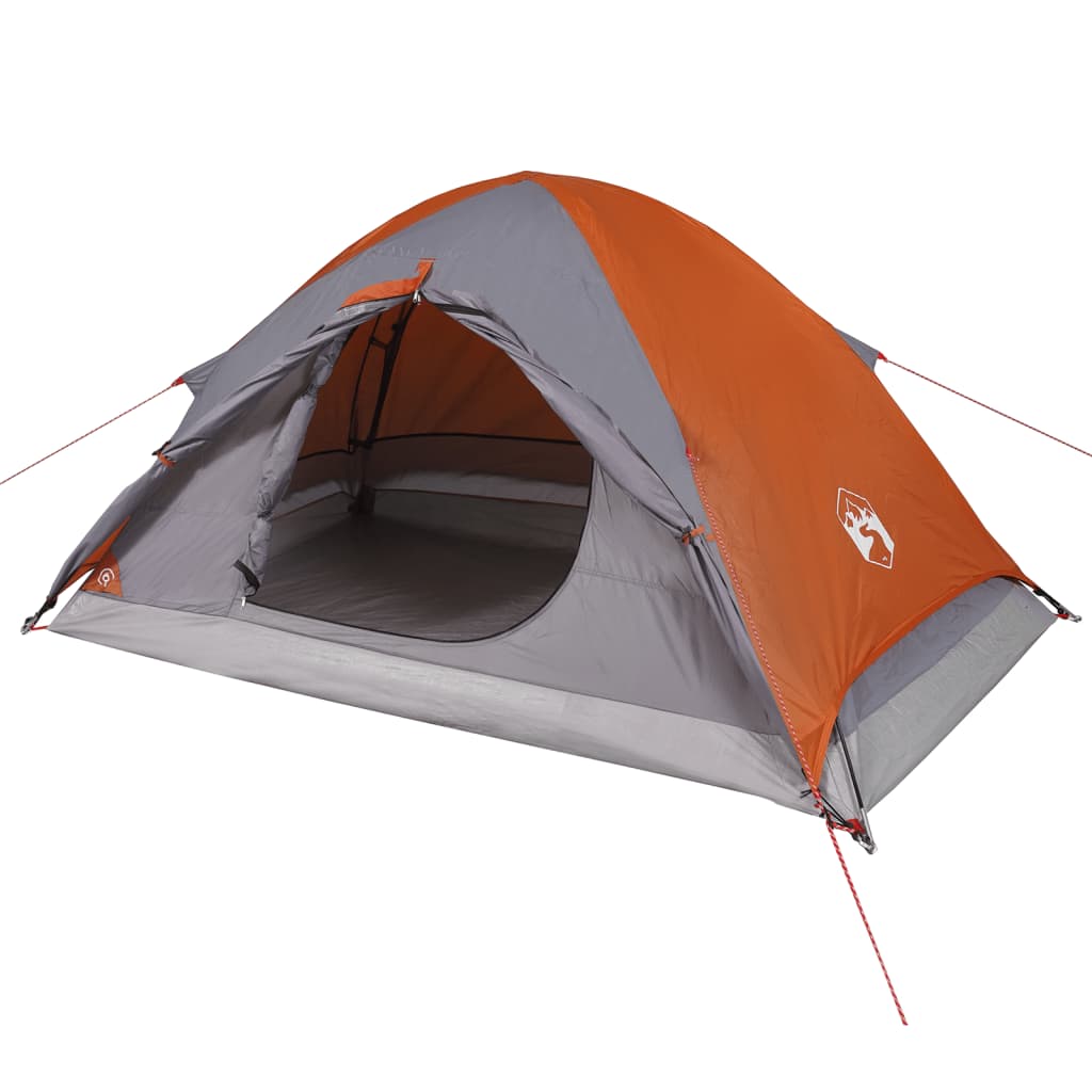 vidaXL Camping Tent Dome 2-Person Grey and Orange Waterproof