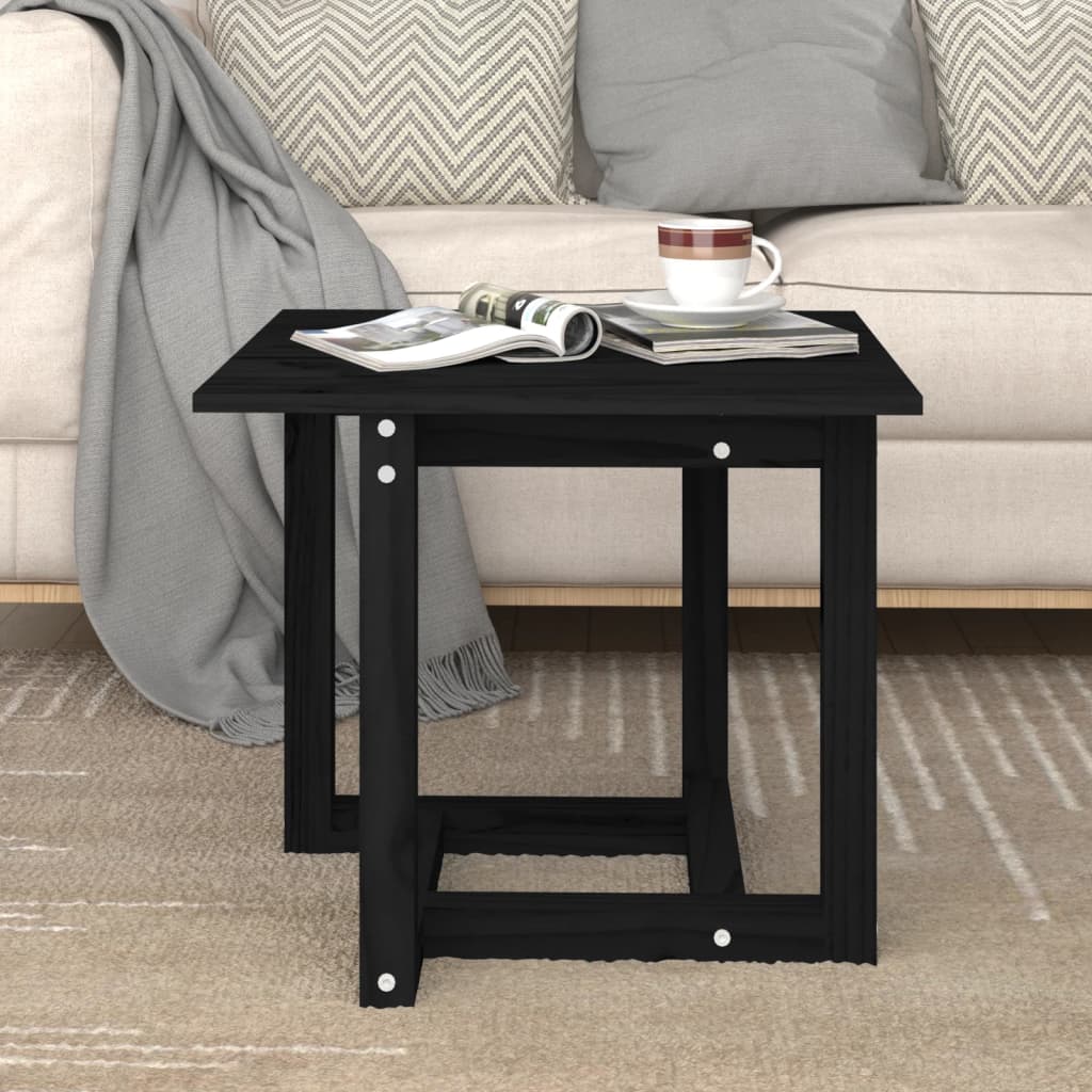 vidaXL Coffee Table Black 50x50x45 cm Solid Wood Pine