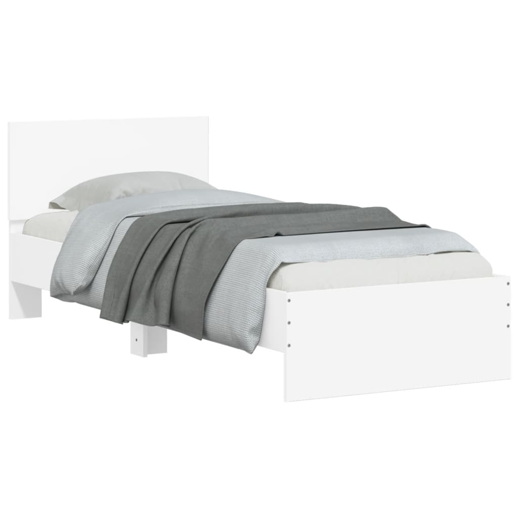 vidaXL Bed Frame without Mattress with Headboard White 90x200 cm