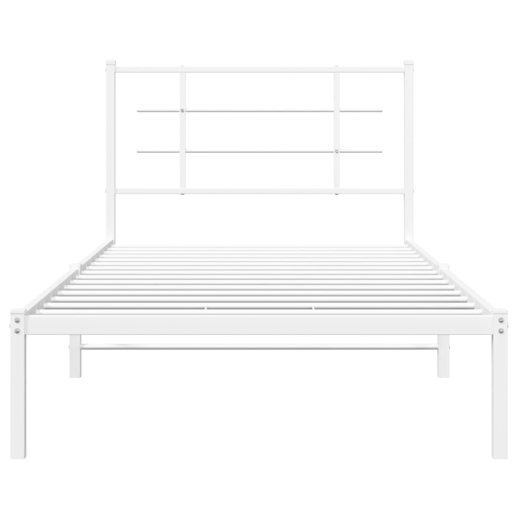 vidaXL Metal Bed Frame without Mattress with Headboard White 100x190 cm