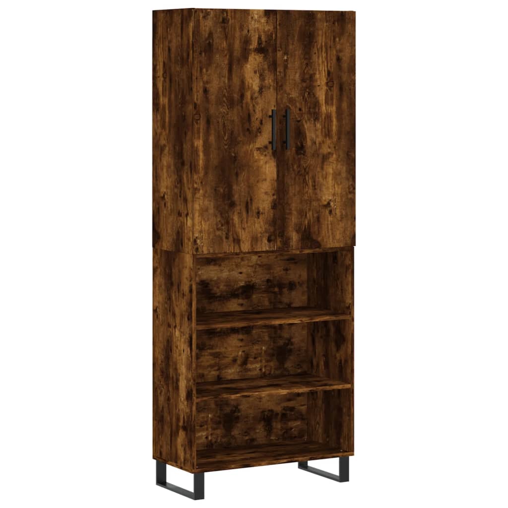 vidaXL Highboard Smoked Oak 69.5x34x180 cm Engineered Wood