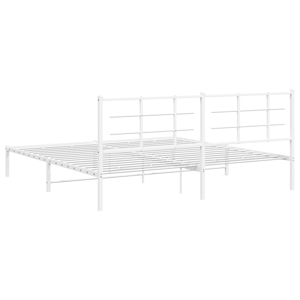 vidaXL Metal Bed Frame without Mattress with Headboard White 193x203 cm