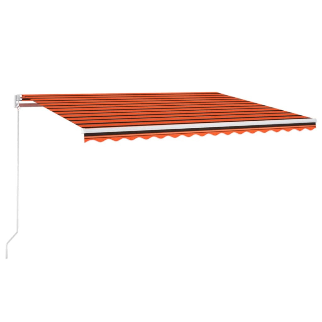 vidaXL Manual Retractable Awning 450x350 cm Orange and Brown