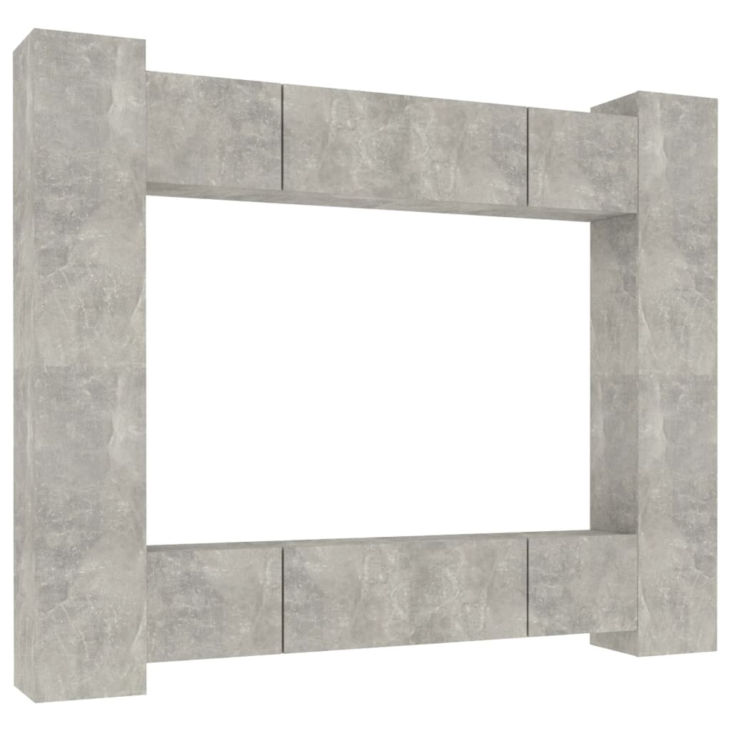 vidaXL 8 Piece TV Cabinet Set Concrete Grey Engineered Wood