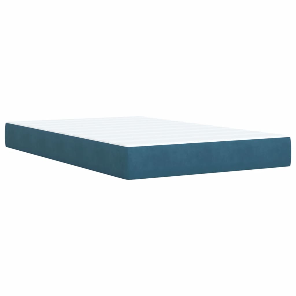 vidaXL Box Spring Bed with Mattress Blue 120x190 cm Small Double Velvet