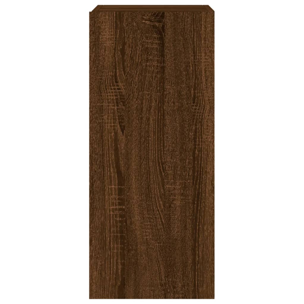 vidaXL TV Wall Cabinet with LED Lights Brown Oak 30.5x35x70 cm