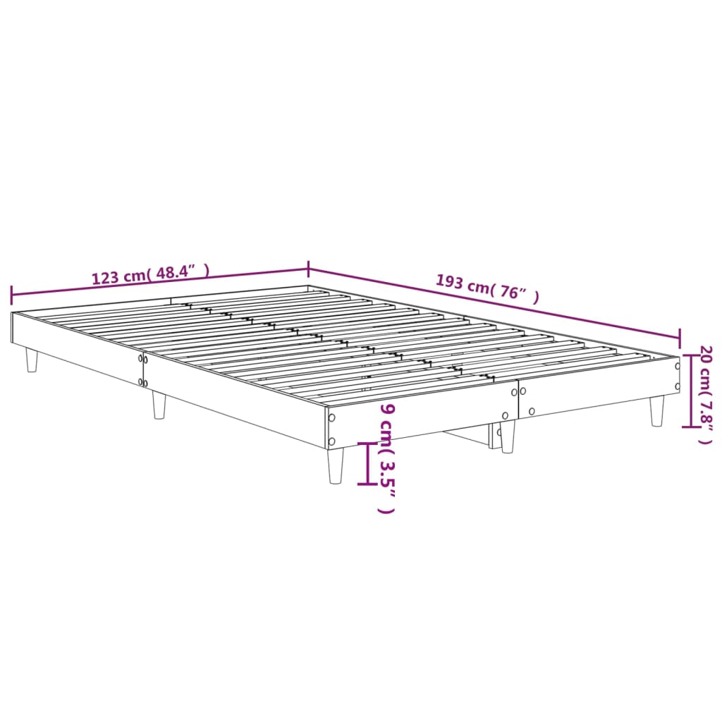 vidaXL Bed Frame without Mattress Black 120x190 cm Small Double Engineered Wood