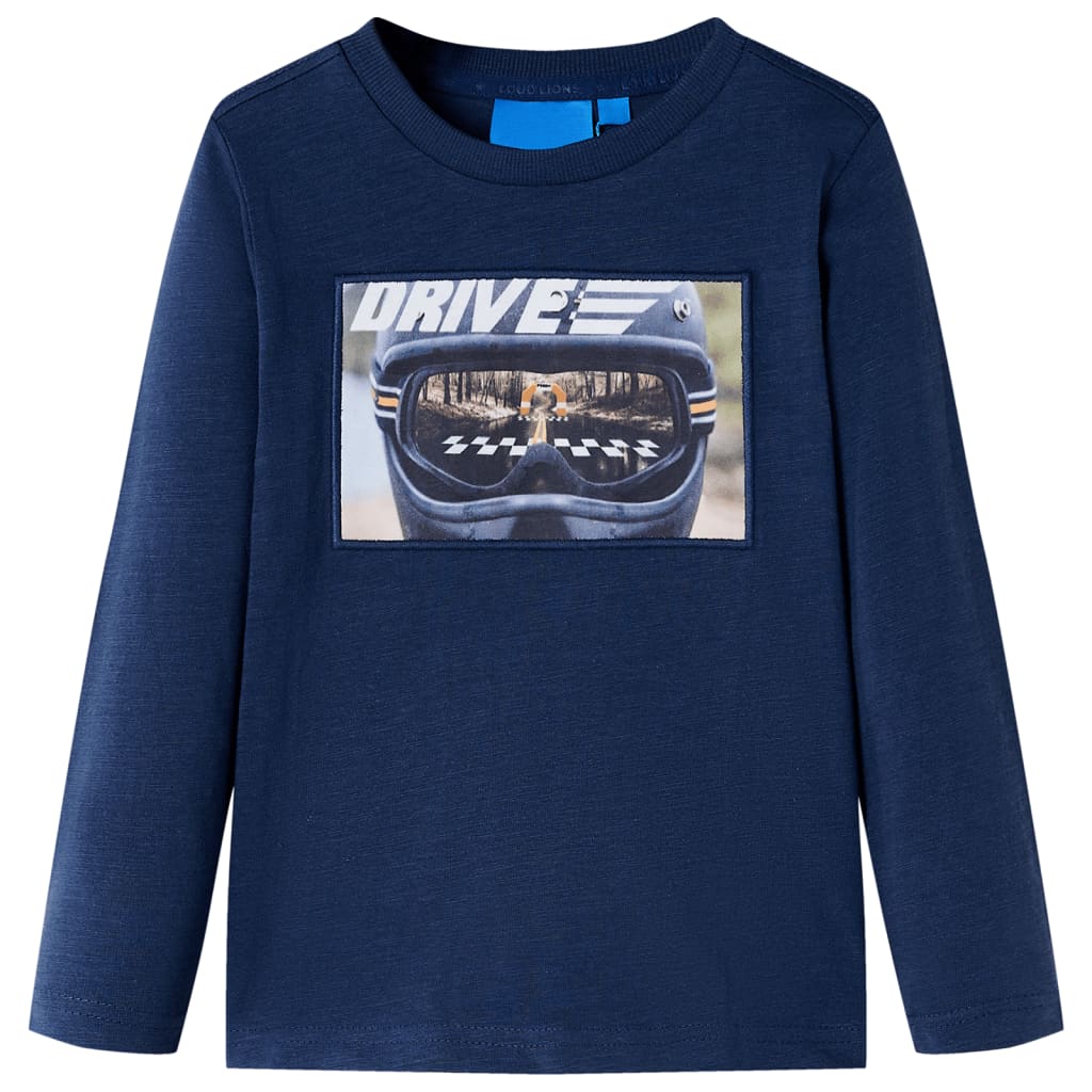 Kids' T-shirt with Long Sleeves Navy Melange 92