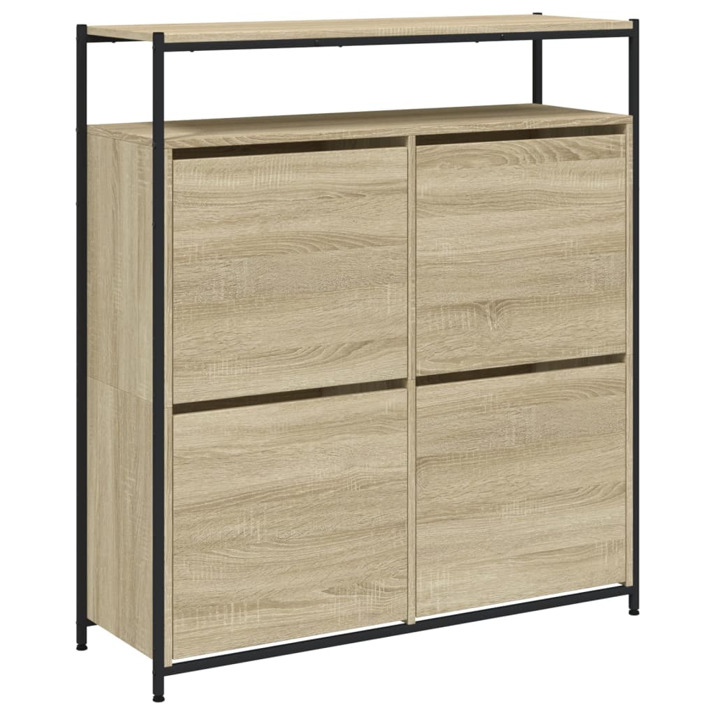 vidaXL Shoe Cabinet with 4 Flip-Drawers Sonoma Oak 100x34x112 cm