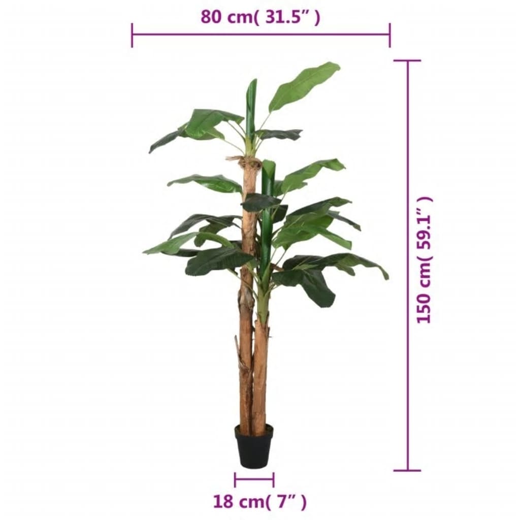 vidaXL Artificial Banana Tree 18 Leaves 150 cm Green