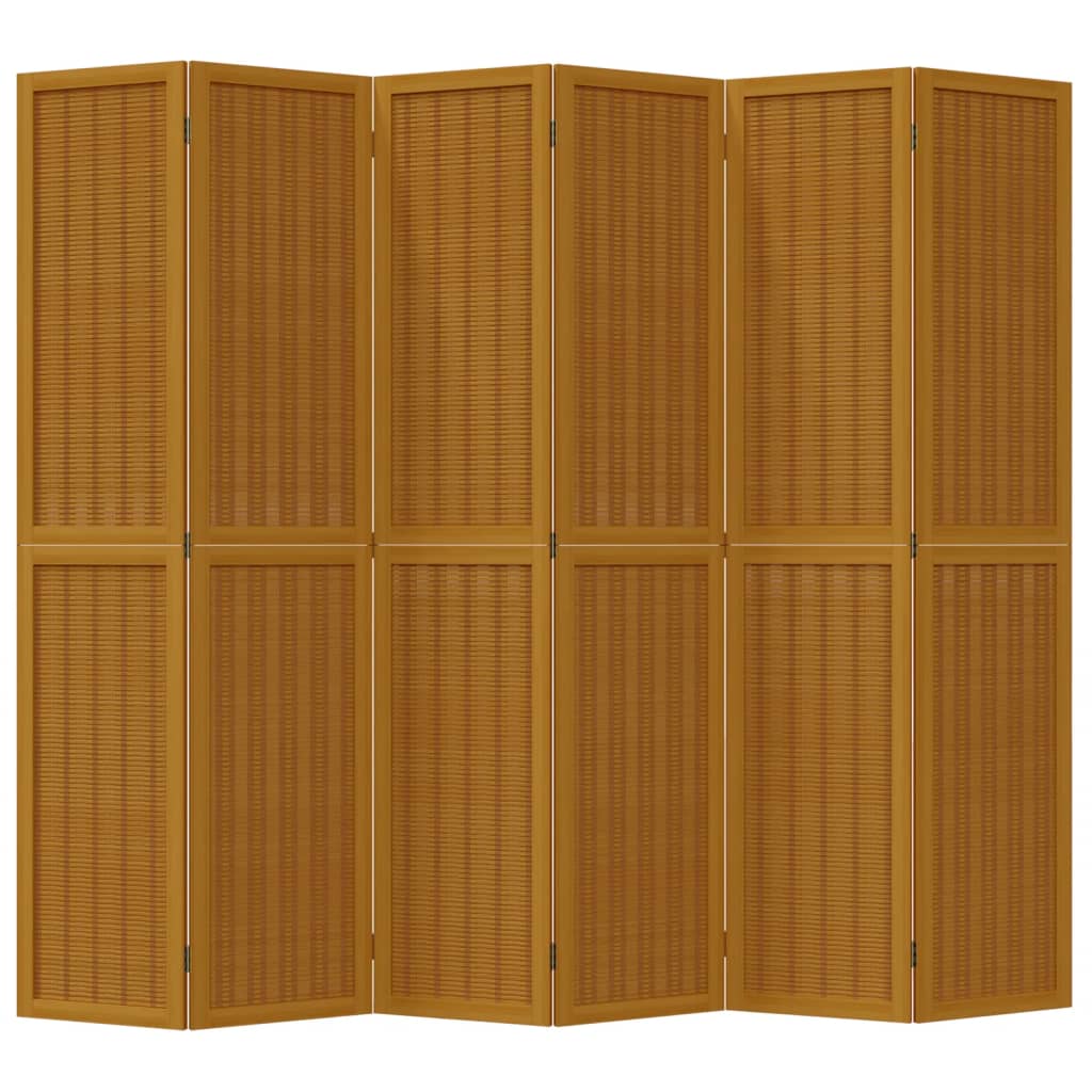 vidaXL Room Divider 6 Panels Brown Solid Wood Paulownia