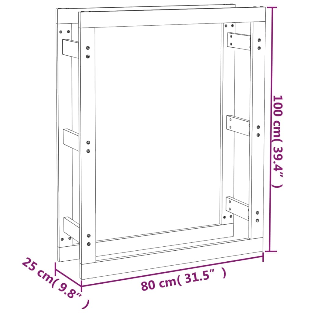 vidaXL Firewood Rack 80x25x100 cm Solid Wood Pine