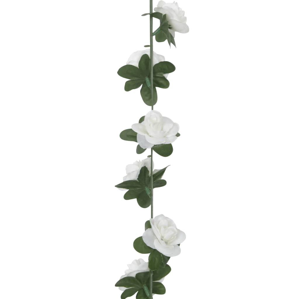 vidaXL Christmas Flower Garlands 6 pcs White 240 cm