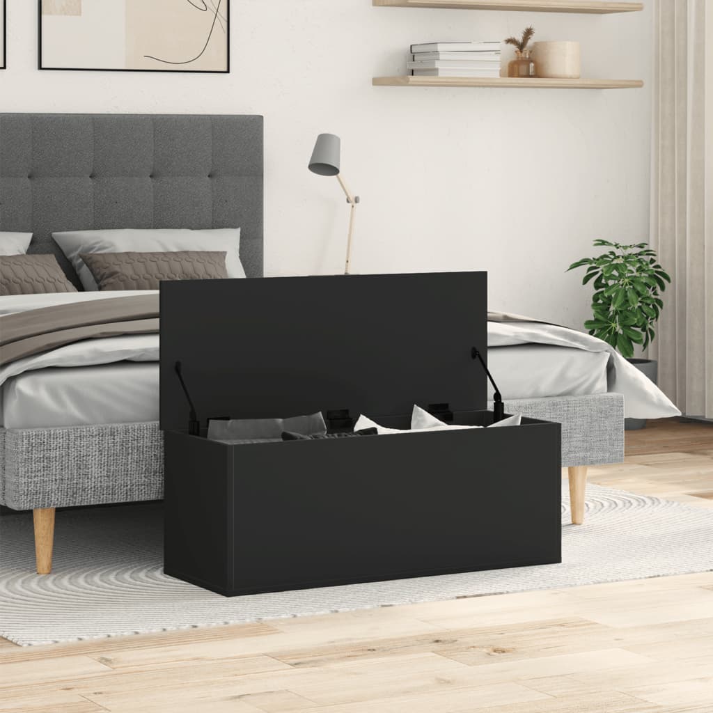 vidaXL Storage Box Black 90x35x35 cm Engineered Wood