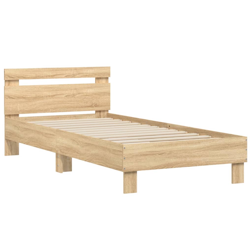 vidaXL Bed Frame without Mattress with Headboard Sonoma Oak 90x190 cm Single